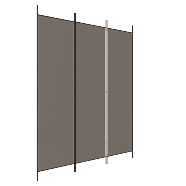 Параван за стая, 3 панела, антрацит, 150x220 cм, текстил