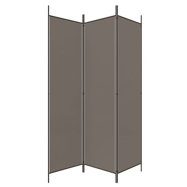 Параван за стая, 3 панела, антрацит, 150x220 cм, текстил