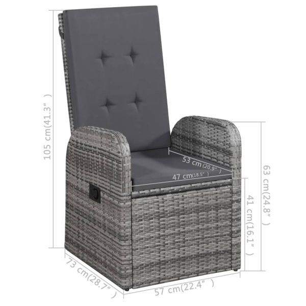 Градински трапезен комплект, 3 части, сив