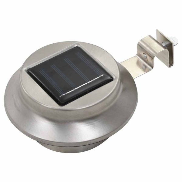 Градински соларни лампи, 6 бр, LED, кръгли, 12 см, бели