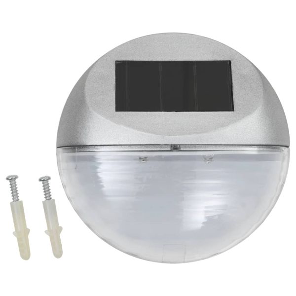 Градински соларни стенни лампи, LED, 12 бр, кръгли, сребристи