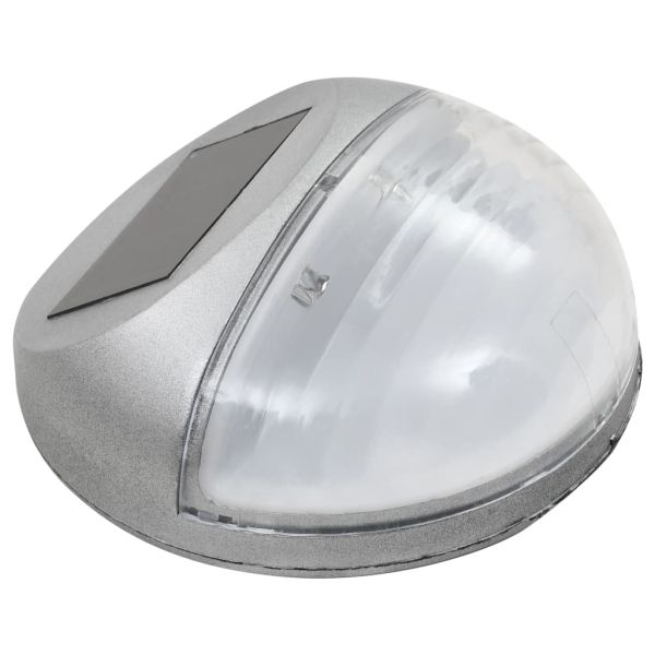 Градински соларни стенни лампи, LED, 12 бр, кръгли, сребристи