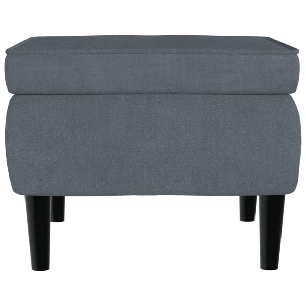 Фотьойл Wingback с табуретка, тъмносив, кадифе