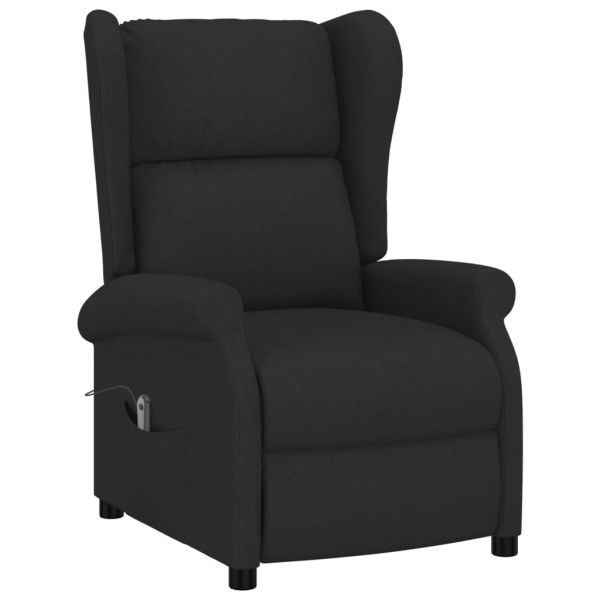 Wingback електрически реклайнер стол, черен, текстил
