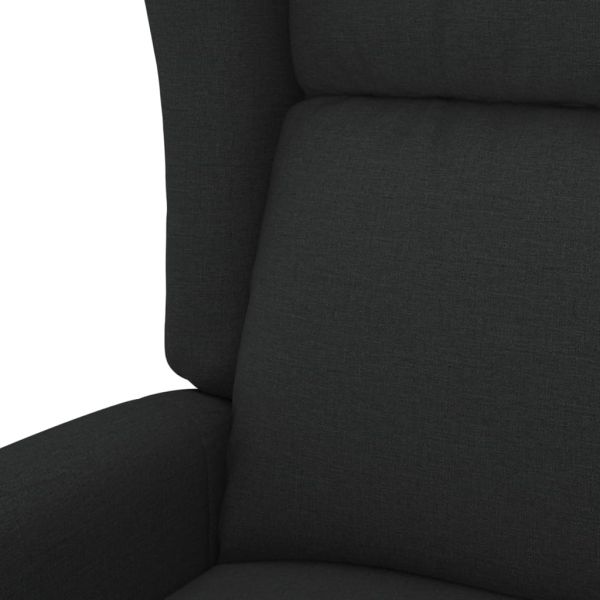 Wingback електрически реклайнер стол, черен, текстил