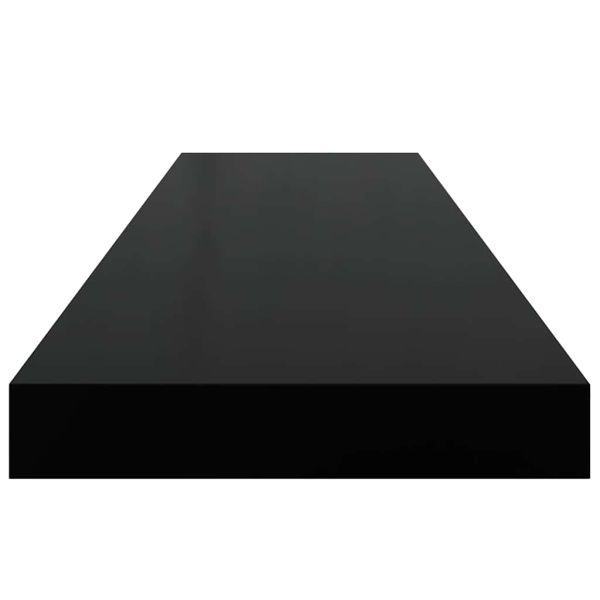 Окачен стенен рафт, черен гланц, 90x23,5x3,8 см, МДФ
