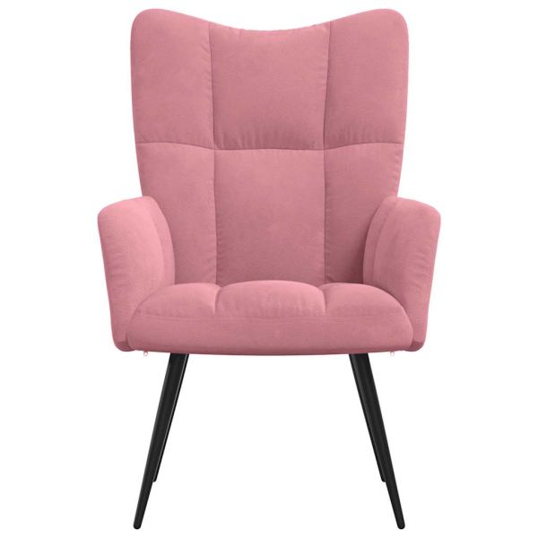 Релаксиращ стол, розов, кадифе