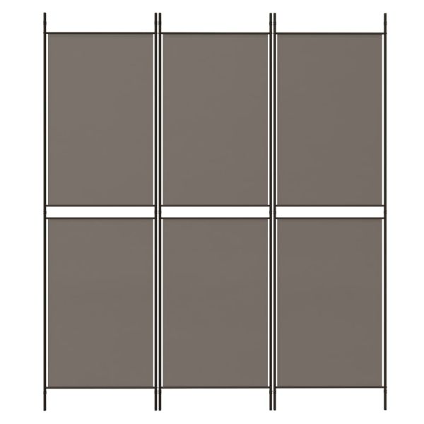 Параван за стая, 3 панела, антрацит, 150x180 cм, плат