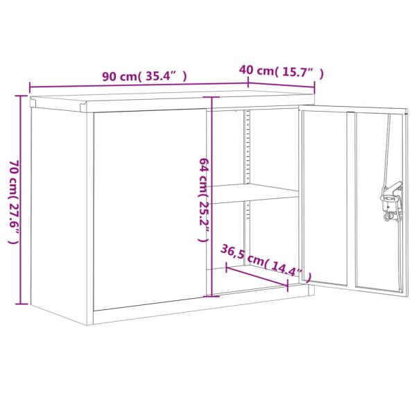 Шкаф за папки антрацит 90x40x70 см стомана