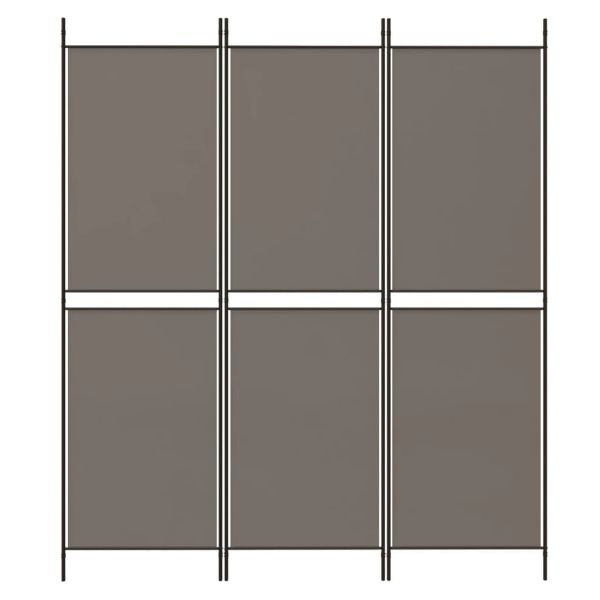 Параван за стая, 3 панела, антрацит, 150x220 cм, плат