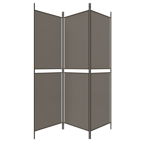 Параван за стая, 3 панела, антрацит, 150x220 cм, плат