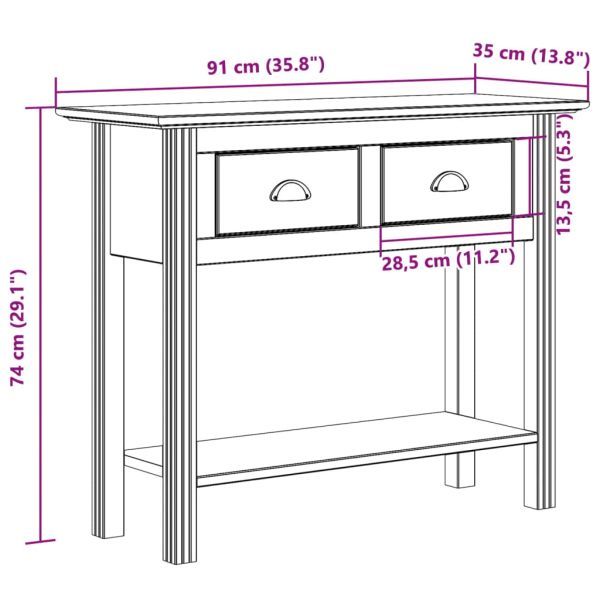 Конзолна маса BODO сива 91x35x74 см бор масив