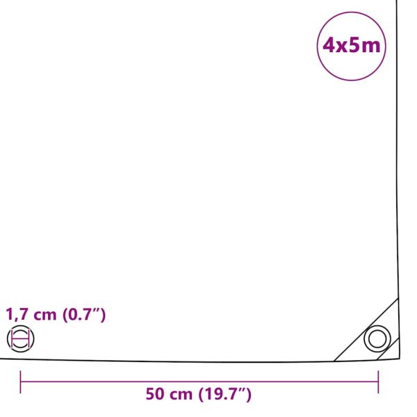 Брезентово платнище, 650 г/м², 4x5 м, сиво