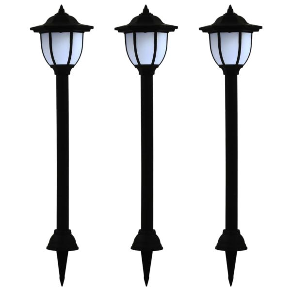 Градински соларни лампи, 3 бр, LED, черни