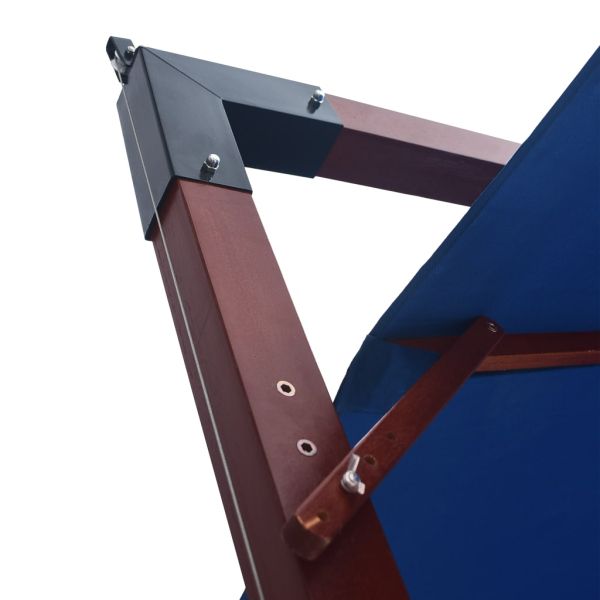 Окачен чадър с дървен прът, 400x300 см, син