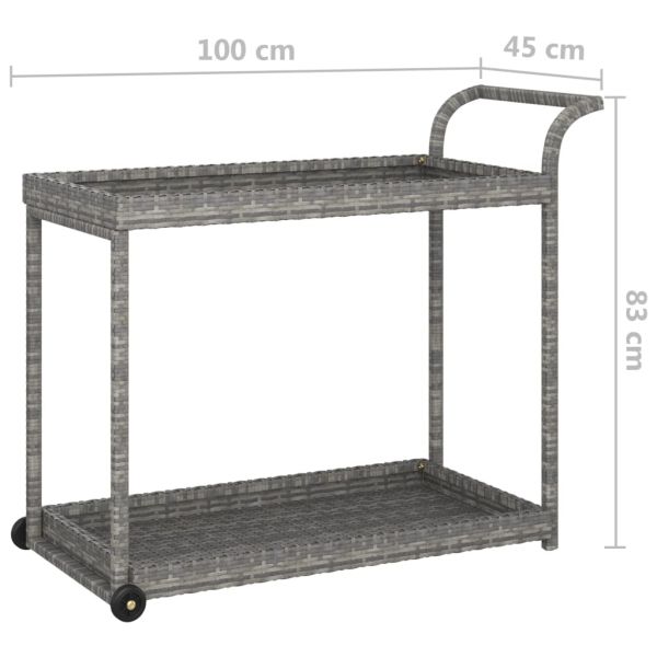 Бар количка, сива, 100x45x83 см, полиратан