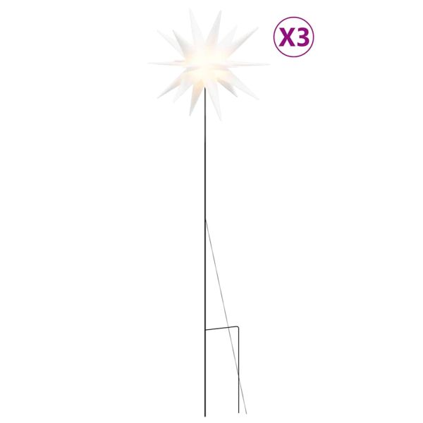 Коледни лампи с шипове, 3 бр, LED, сгъваеми,бяла, 57 см