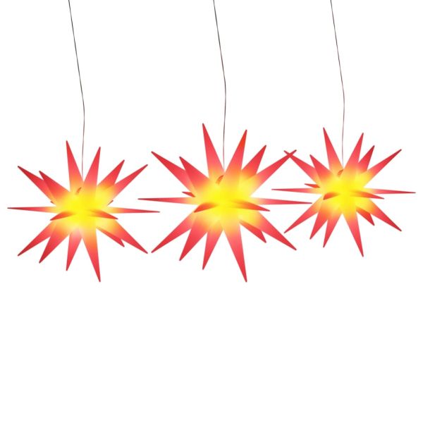 Коледни лампи с LED, 3 бр, сгъваеми, червени