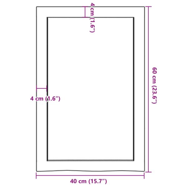 Плот за баня 40x60x(2-4) см необработено масивно дърво