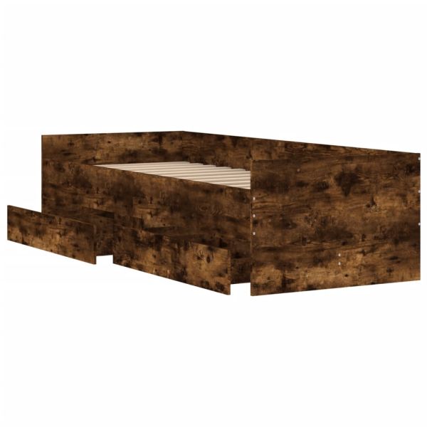 Рамка за легло с чекмеджета опушен дъб 75x190 см Small Single