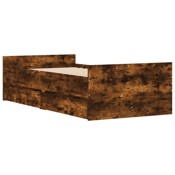 Рамка за легло с чекмеджета опушен дъб 75x190 см Small Single