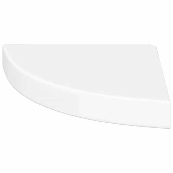 Плаващ ъглов рафт, бял гланц, 25x25x3,8 см, MDF