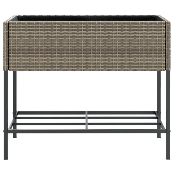 Градински плантери с рафт, 2 бр, сив, 90x40x75 см, полиратан