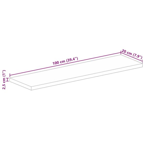 Плот за маса 100x20x2,5см правоъгълен масивно дърво грубо манго