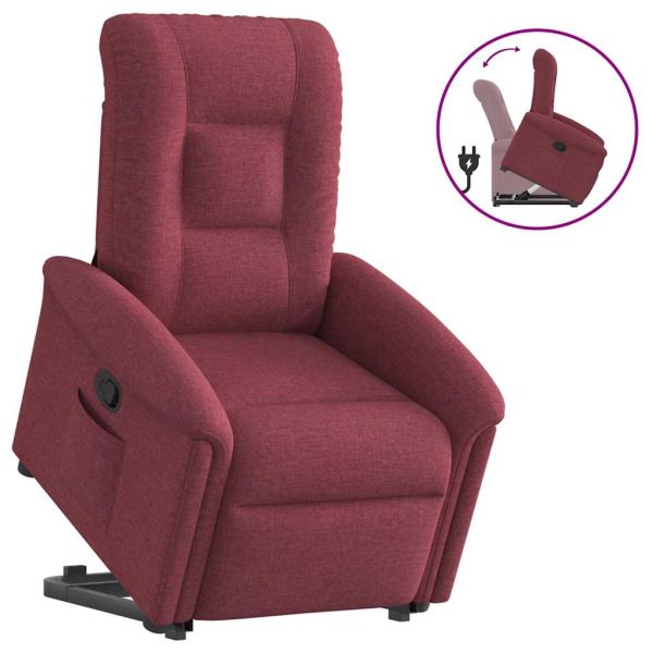 Изправящ реклайнер стол, виненочервен, текстил
