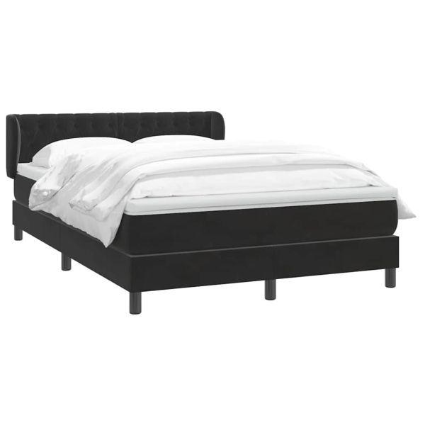 Боксспринг легло с матрак, черно, 160x210 см, кадифе