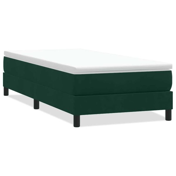 Box Spring Легло без матрак Тъмнозелено 100x210 cm Кадифе