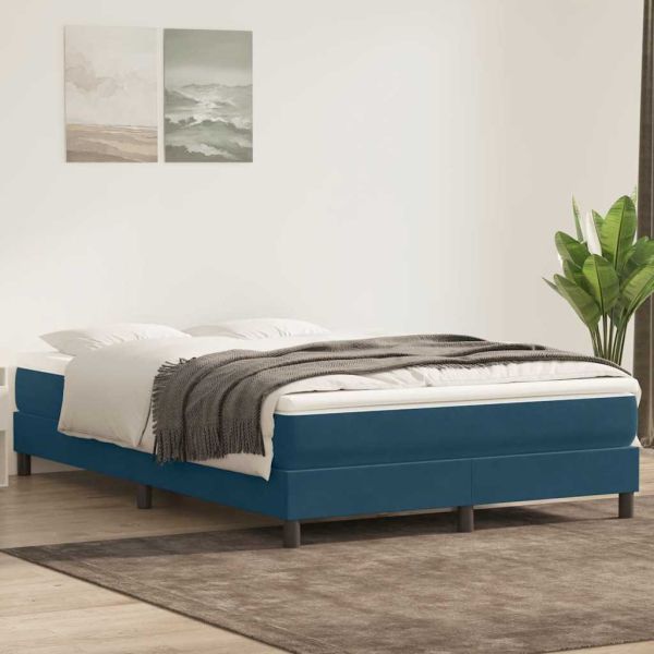 Box Spring Легло без матрак Тъмно синьо 160x210 cm Кадифе