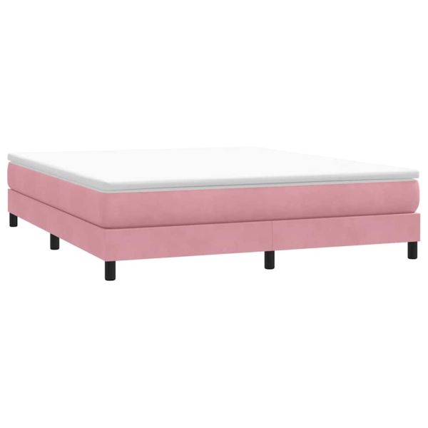 Box Spring легло без матрак розово 180x210 cm кадифе