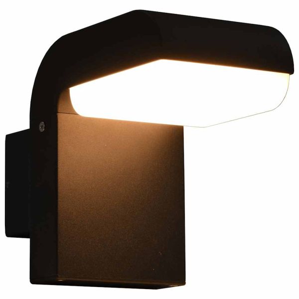 Външна LED стенна лампа 9 W, черна, овална