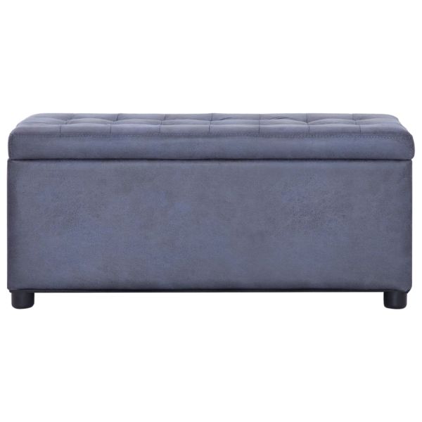 281376 Storage Ottoman 87,5 cm Grey Faux Suede Leather