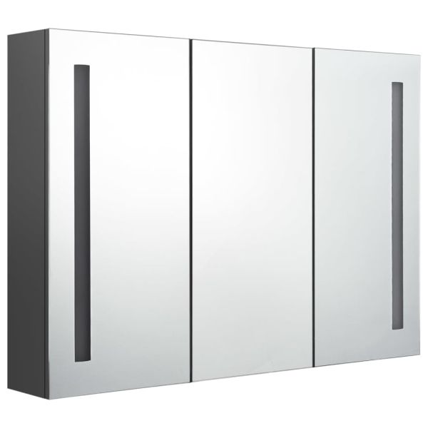 LED шкаф с огледало за баня, 89x14x62 см, сив