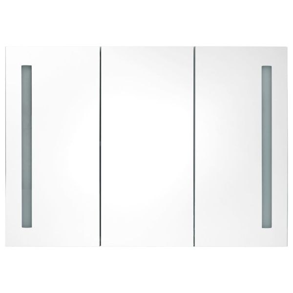 LED шкаф с огледало за баня, 89x14x62 см, сив