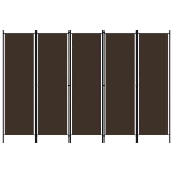 Параван за стая, 5 панела, кафяв, 250x180 см