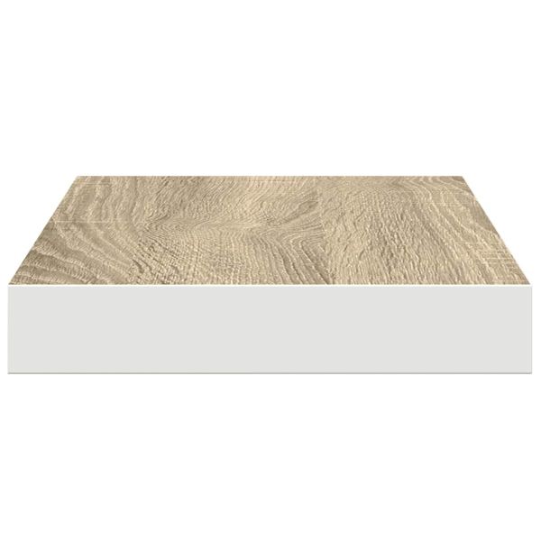 Окачен стенен рафт, дъб и бял, 50x23,5x3,8 см, МДФ