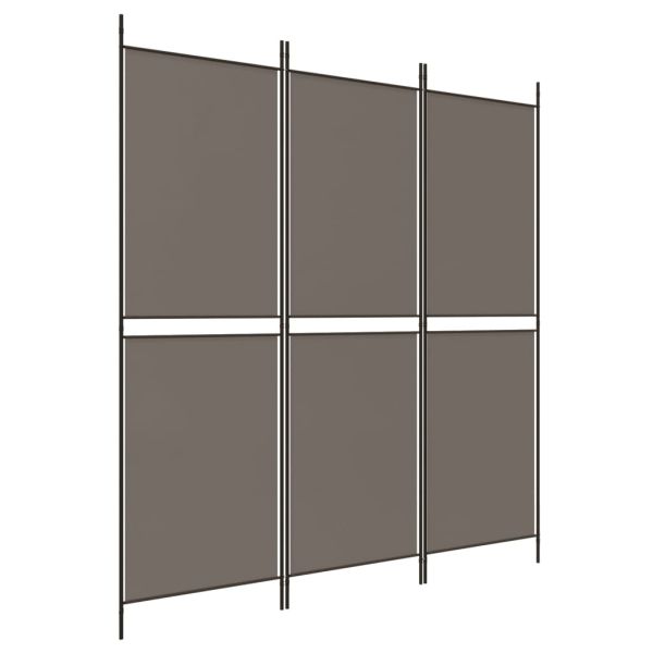 Параван за стая, 3 панела, антрацит, 150x200 cм, текстил
