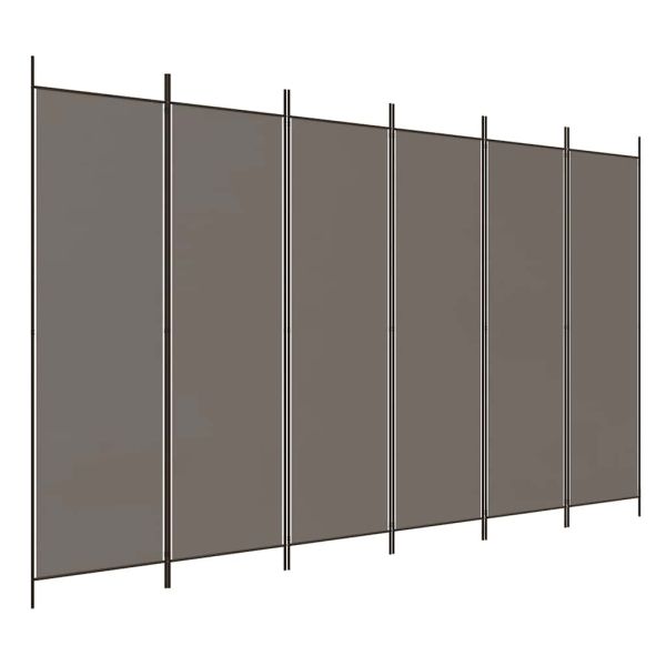 Параван за стая, 6 панела, антрацит, 300x200 cм, текстил