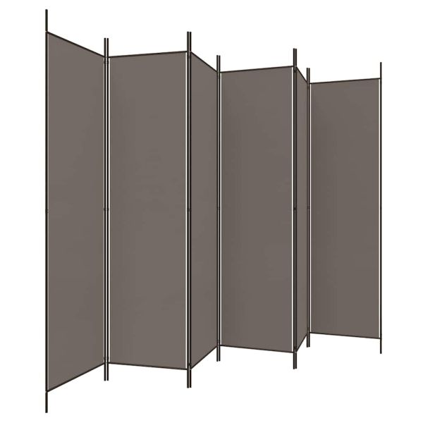 Параван за стая, 6 панела, антрацит, 300x200 cм, текстил