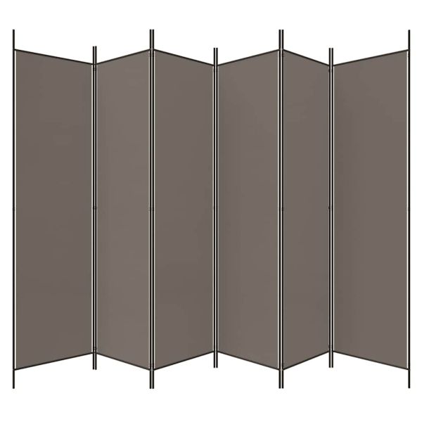 Параван за стая, 6 панела, антрацит, 300x200 cм, текстил