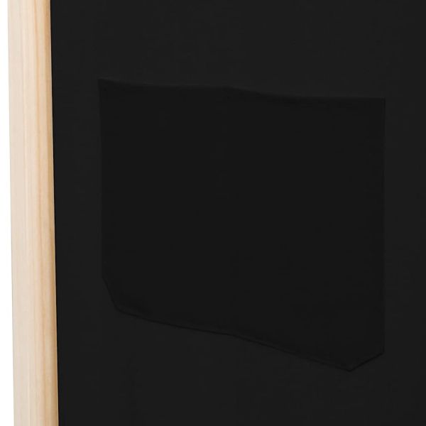 Параван за стая, 5 панела, черен, 200x170x4 cм, текстил