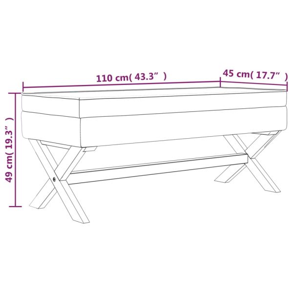 Табуретка за съхранение, 110x45x49 см, лен