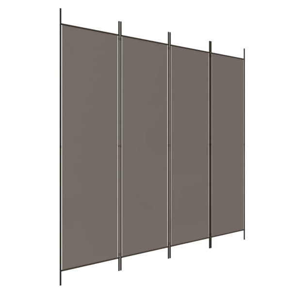 Параван за стая, 4 панела, антрацит, 200x200 cм, текстил