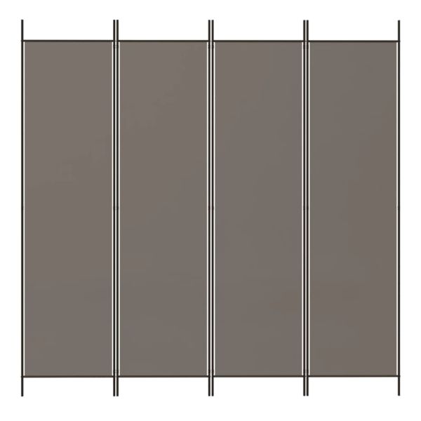 Параван за стая, 4 панела, антрацит, 200x200 cм, текстил