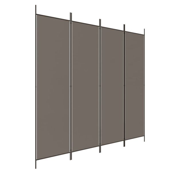 Параван за стая, 4 панела, антрацит, 200x220 cм, текстил