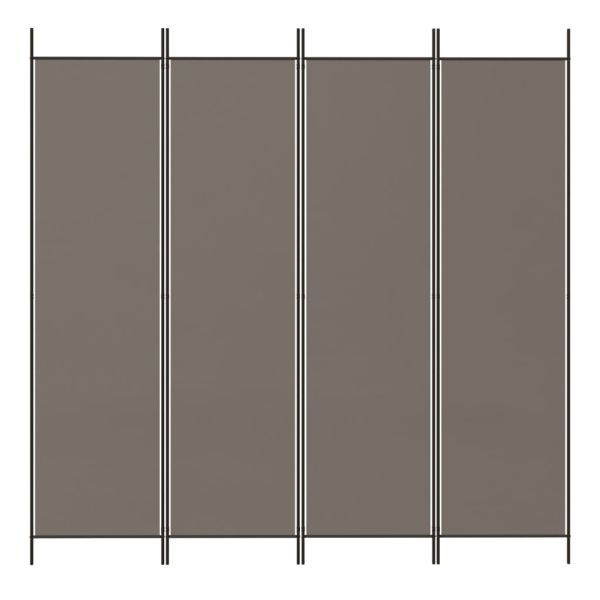 Параван за стая, 4 панела, антрацит, 200x220 cм, текстил