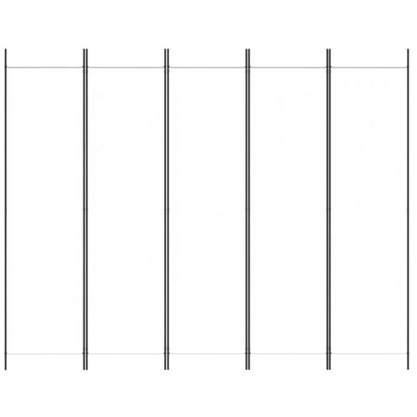Параван за стая, 5 панела, бял, 250x200 см, текстил